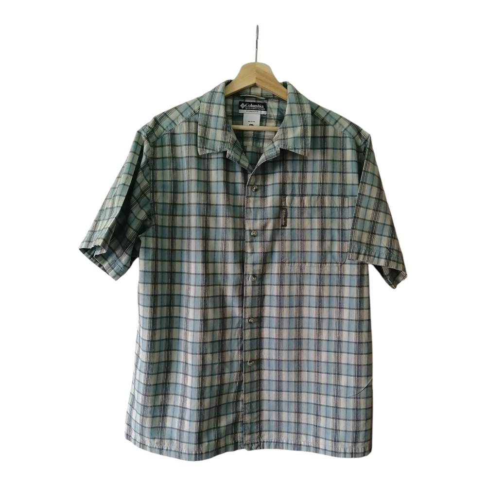 Columbia Casual Button Down Shirt Blue and Gray